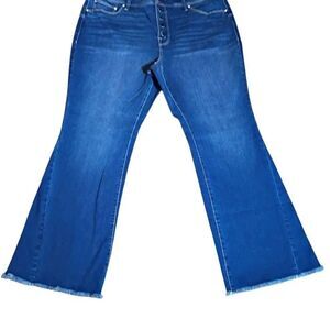 Seven7 Jeans Women's Flare Fringe Bottom Blue Jeans size 18